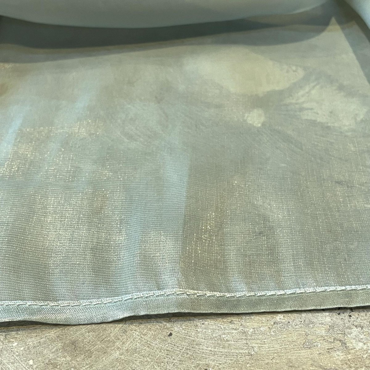 画像8: LUSTER GREEN COLOR DEFORMATION SHEER L/S SHIRT / Mens L (8)