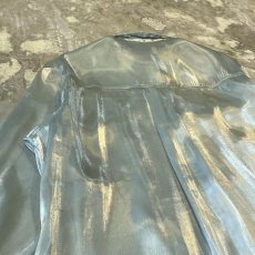 画像9: LUSTER GREEN COLOR DEFORMATION SHEER L/S SHIRT / Mens L (9)