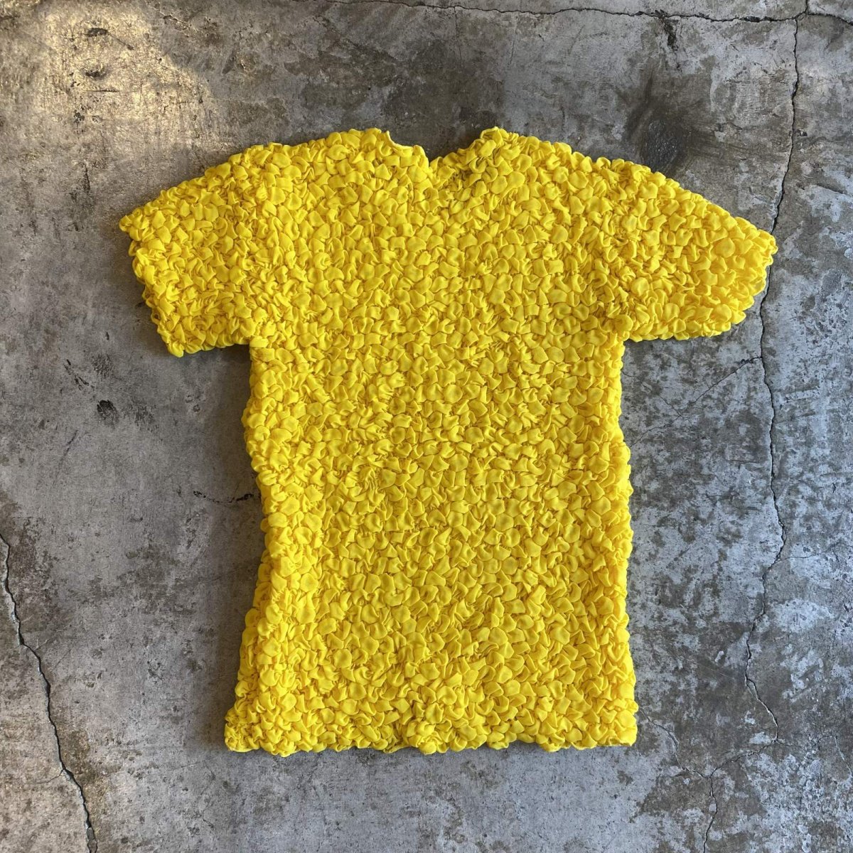 画像2: YELLOW COLOR EMBOSS POPCORN DESIGN S/S TOPS / Ladies S~M (2)