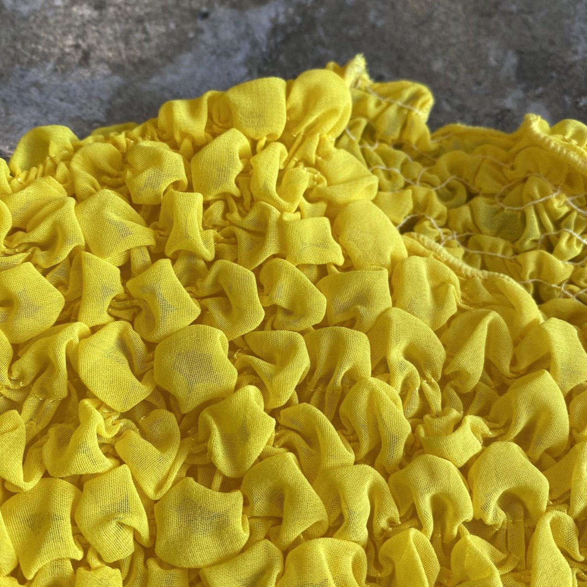 画像8: YELLOW COLOR EMBOSS POPCORN DESIGN S/S TOPS / Ladies S~M (8)