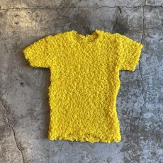 画像1: YELLOW COLOR EMBOSS POPCORN DESIGN S/S TOPS / Ladies S~M (1)