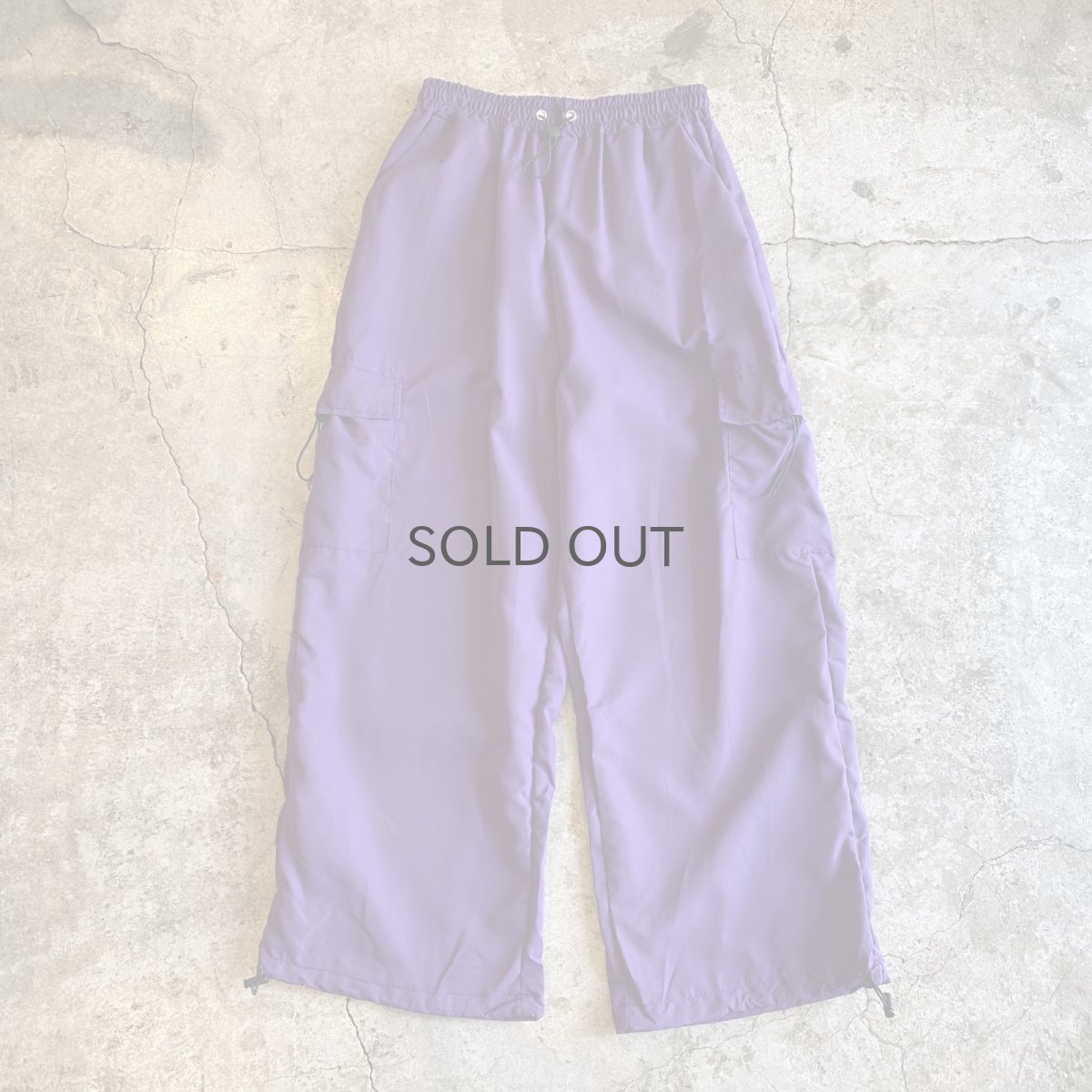 画像1: DRAW CORD PURPLE COLOR DESIGN CARGO PANTS / FREE~W37 (1)