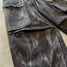 画像5: 【WONDERGROUND】BIG CARGO POCKET WIDE DENIM PANTS / BLACK / OS (5)