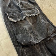 画像9: 【WONDERGROUND】BIG CARGO POCKET WIDE DENIM PANTS / BLACK / OS (9)