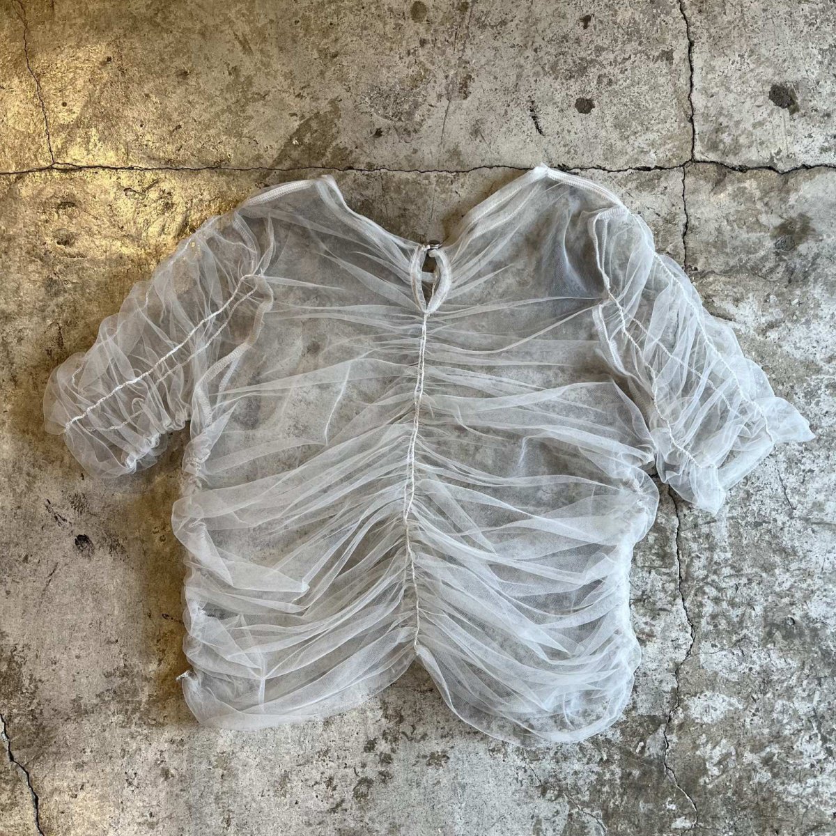 画像2: GATHER DESIGN TULLE SHEER S/S TOPS / Ladies M (2)