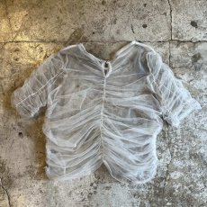 画像2: GATHER DESIGN TULLE SHEER S/S TOPS / Ladies M (2)