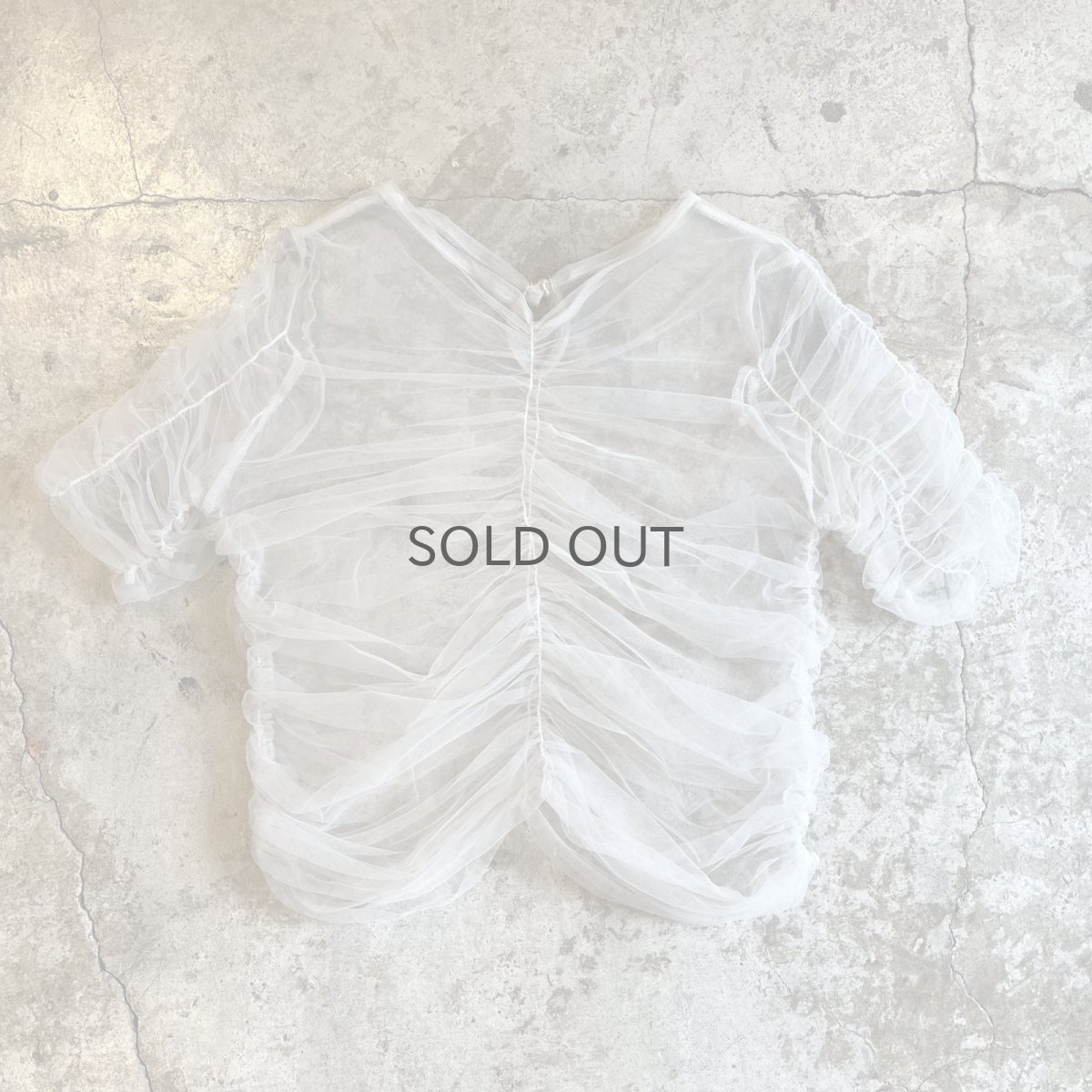 画像1: GATHER DESIGN TULLE SHEER S/S TOPS / Ladies M (1)