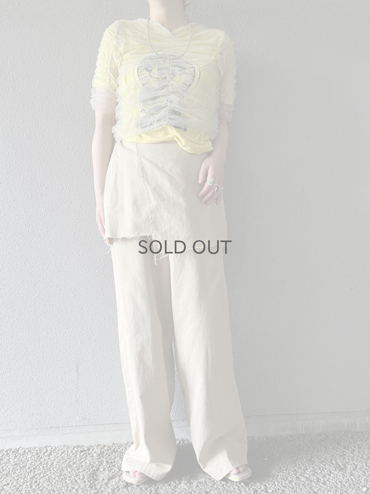 画像14: GATHER DESIGN TULLE SHEER S/S TOPS / Ladies M (14)