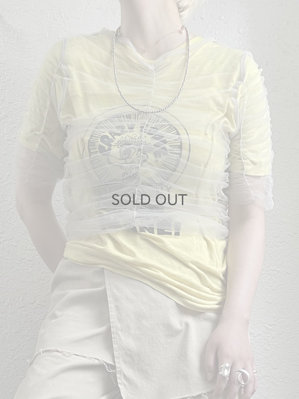 画像13: GATHER DESIGN TULLE SHEER S/S TOPS / Ladies M (13)