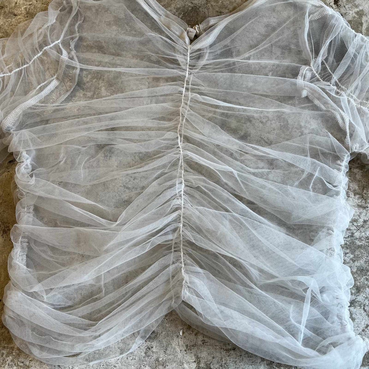 画像9: GATHER DESIGN TULLE SHEER S/S TOPS / Ladies M (9)