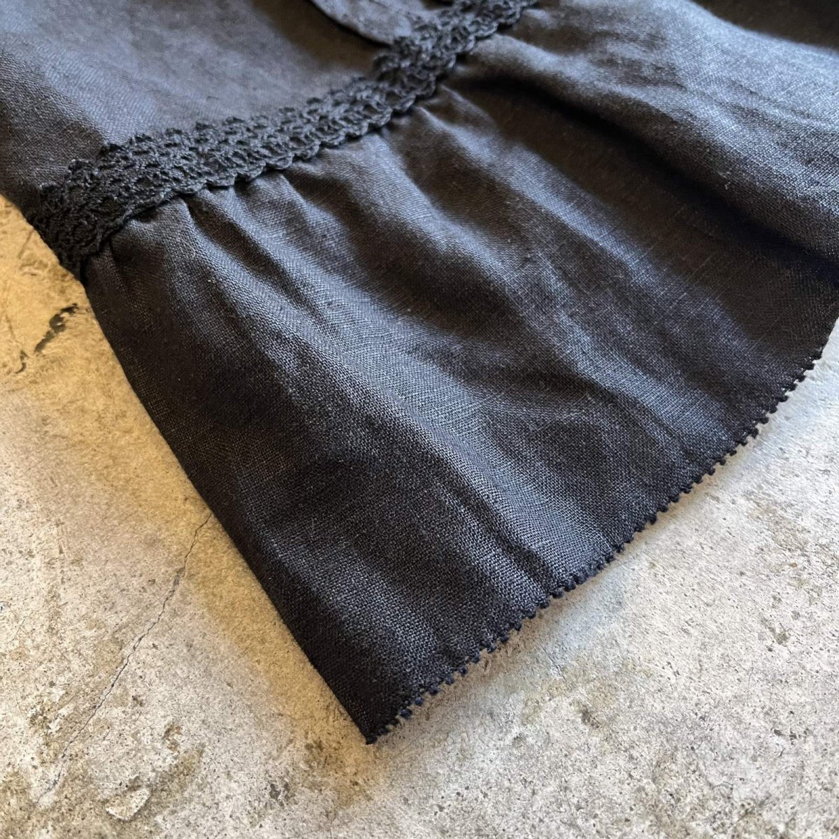 画像3: FRONT DOUBLE LACE RIBBON DESIGN LINEN SHROT JACKET / Ladies S (3)