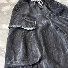 画像5: 【WONDERGROUND】BIG CARGO POCKET WIDE DENIM DARGO PANTS / BLACK / OS (5)