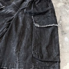 画像6: 【WONDERGROUND】BIG CARGO POCKET WIDE DENIM DARGO PANTS / BLACK / OS (6)