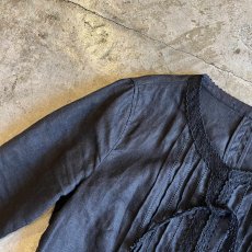 画像8: FRONT DOUBLE LACE RIBBON DESIGN LINEN SHROT JACKET / Ladies S (8)