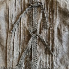 画像11: FRONT DOUBLE LACE RIBBON DESIGN LINEN SHROT JACKET / Ladies S (11)