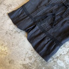 画像4: FRONT DOUBLE LACE RIBBON DESIGN LINEN SHROT JACKET / Ladies S (4)