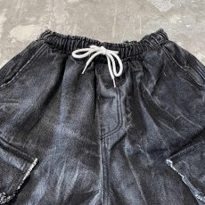 画像10: 【WONDERGROUND】BIG CARGO POCKET WIDE DENIM DARGO PANTS / BLACK / OS (10)
