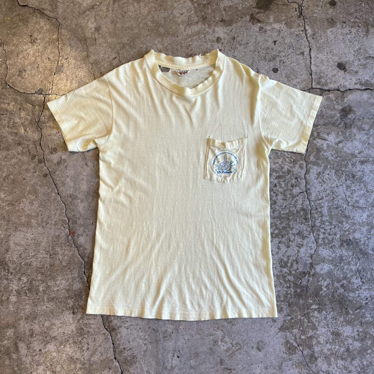 画像1: 70's BOTH SIDES COMPANY PRINTED DAMAGE DESIGN COLOR S/S TEE / Ladies M(38~40) / MADE IN USA (1)