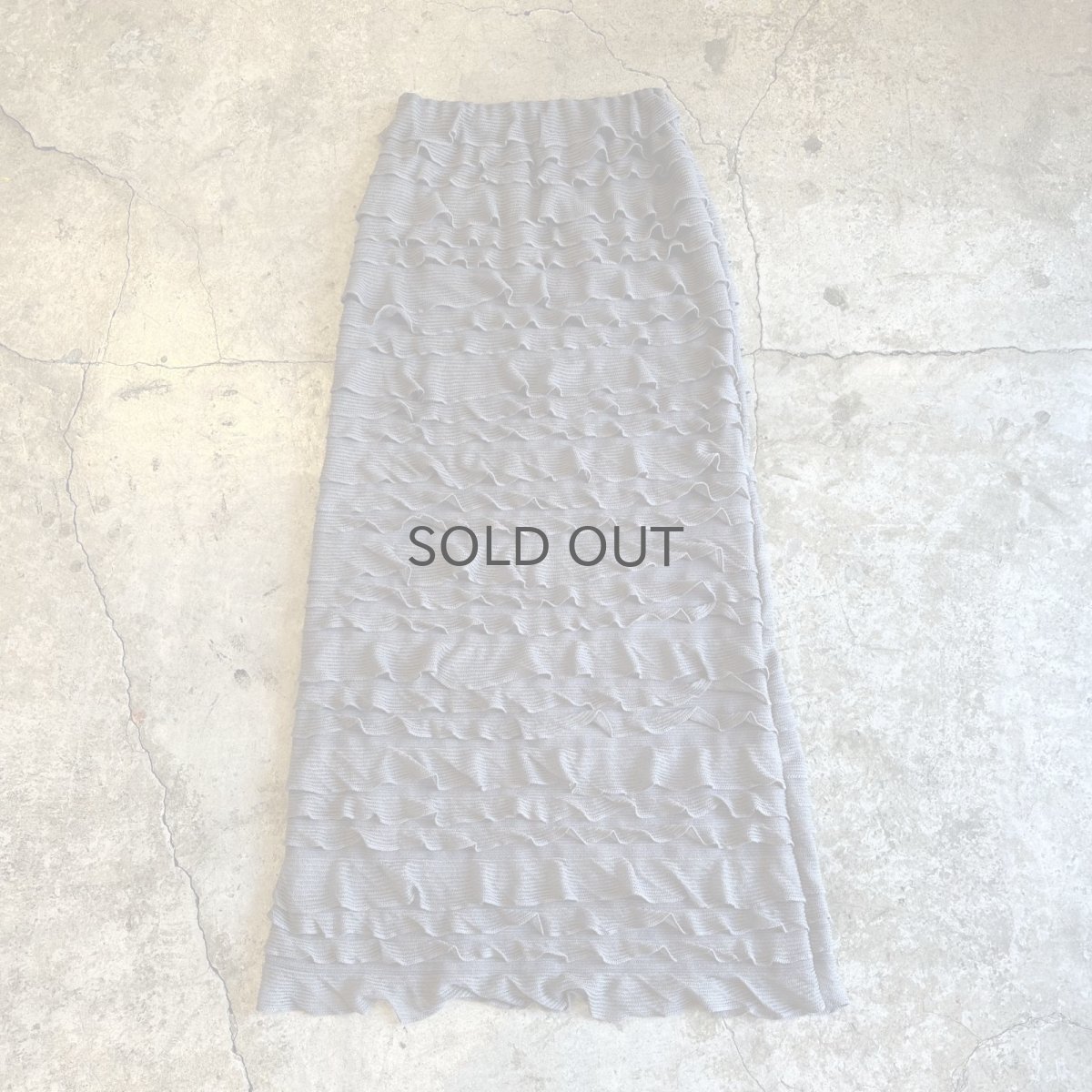 画像1: GREY COLOR MESH FRILL TIERED DESIGN LONG SKIRT / W22~W29 (1)
