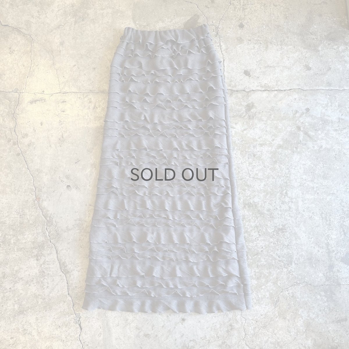 画像2: GREY COLOR MESH FRILL TIERED DESIGN LONG SKIRT / W22~W29 (2)