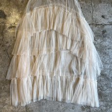 画像9: IVORY COLOR TIERED DESIGN  SHEER TULLE LONG SKIRT / ~W34 (9)