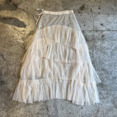 画像2: IVORY COLOR TIERED DESIGN  SHEER TULLE LONG SKIRT / ~W34 (2)