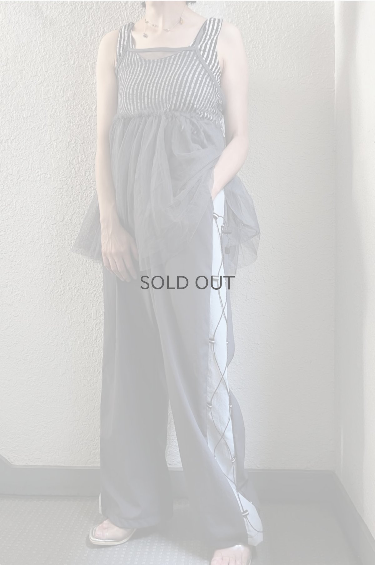 画像11: DOWN FRILL DESIGN GREY COLOR DOUBLE TULLE CAMISOLE / Ladies M (11)