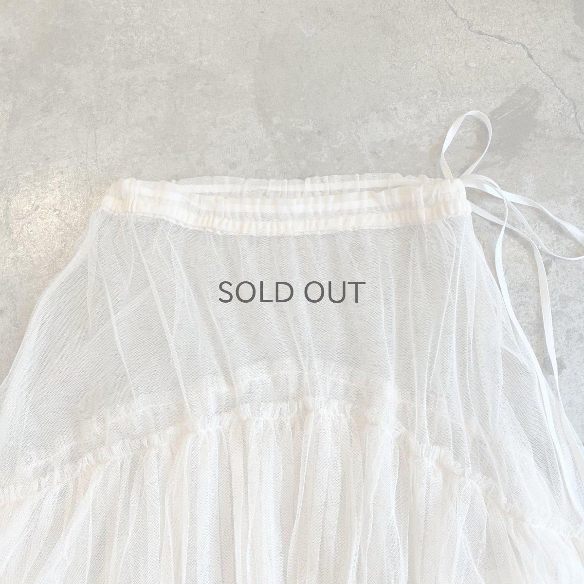 画像5: IVORY COLOR TIERED DESIGN  SHEER TULLE LONG SKIRT / ~W34 (5)