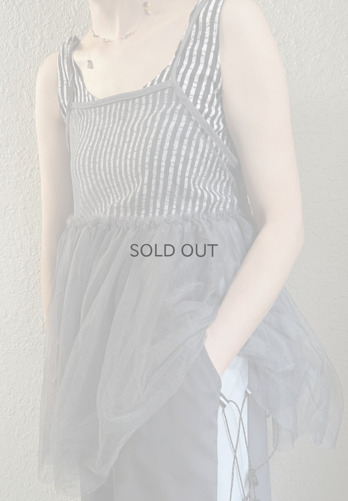 画像10: DOWN FRILL DESIGN GREY COLOR DOUBLE TULLE CAMISOLE / Ladies M (10)