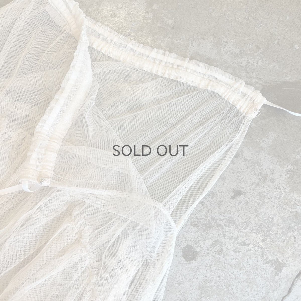 画像8: IVORY COLOR TIERED DESIGN  SHEER TULLE LONG SKIRT / ~W34 (8)