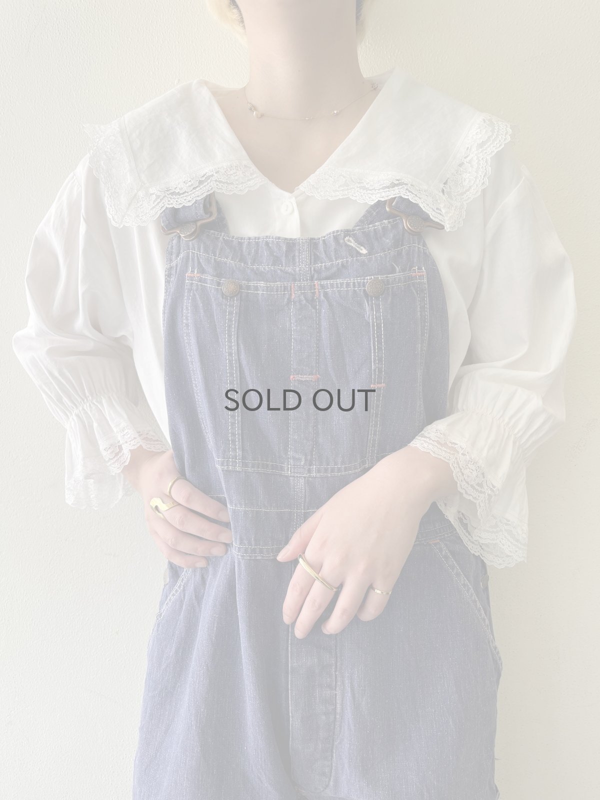 画像11: POINT LACE SAILOR DESIGN COLLAR SHORT BLOUSE / Ladies M (11)