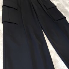 画像5: BLACK COLOR WIDE SILHOUETTE CARGO SLACKS / ~W34 (5)