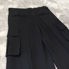 画像9: BLACK COLOR WIDE SILHOUETTE CARGO SLACKS / ~W34 (9)