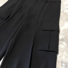 画像4: BLACK COLOR WIDE SILHOUETTE CARGO SLACKS / ~W34 (4)