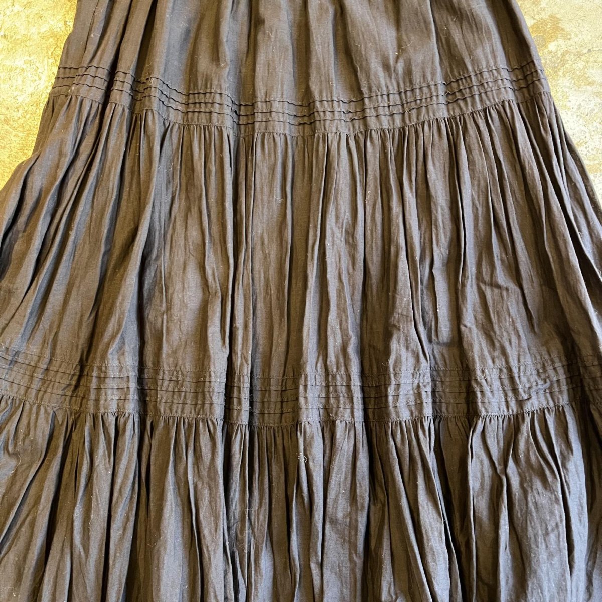 画像10: BLACK COLOR GATHER DESIGN FLARE SKIRT / ~W30 (10)