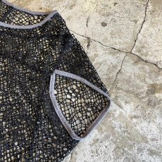 画像7: BLACK COLOR MESH DESIGN S/S TOPS / Ladies L (7)