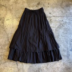 画像3: BLACK COLOR GATHER DESIGN FLARE SKIRT / ~W30 (3)