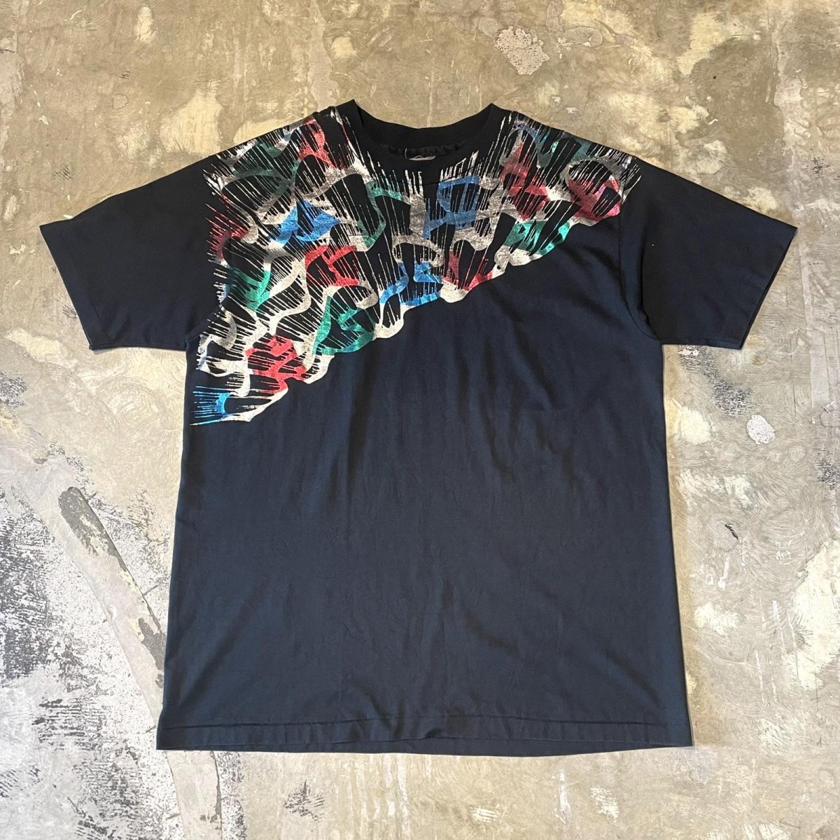 画像1: OLD FRONT METALLIC ART PRINTED S/S TEE / Mens L (1)