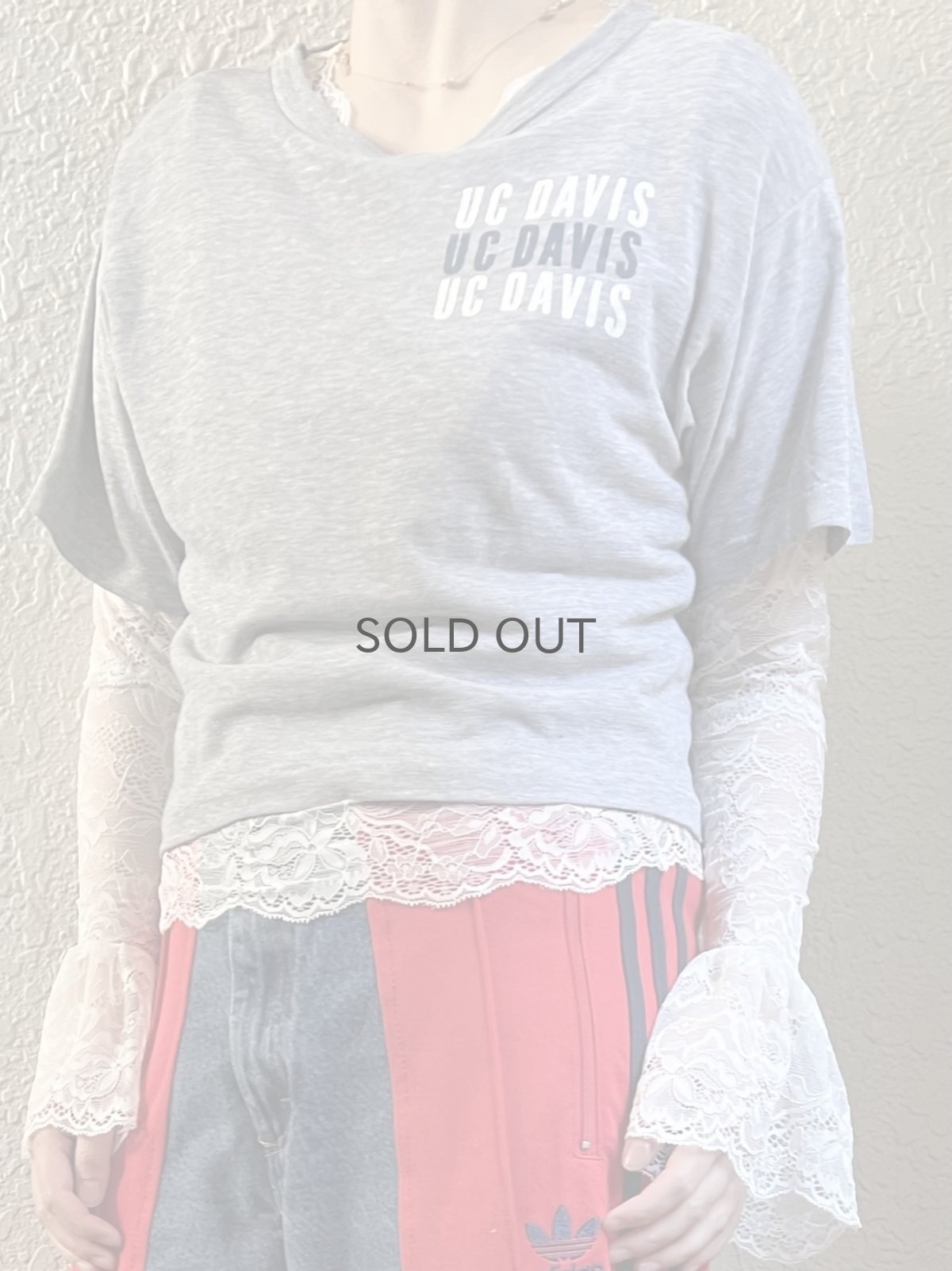 画像11: ALL OVER LACE PATTERN POINT FLARE DESIGN L/S TOPS / Ladies S~M (11)