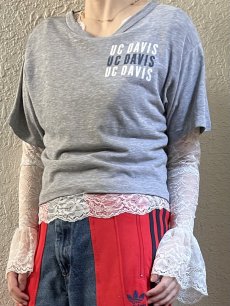 画像11: ALL OVER LACE PATTERN POINT FLARE DESIGN L/S TOPS / Ladies S~M (11)