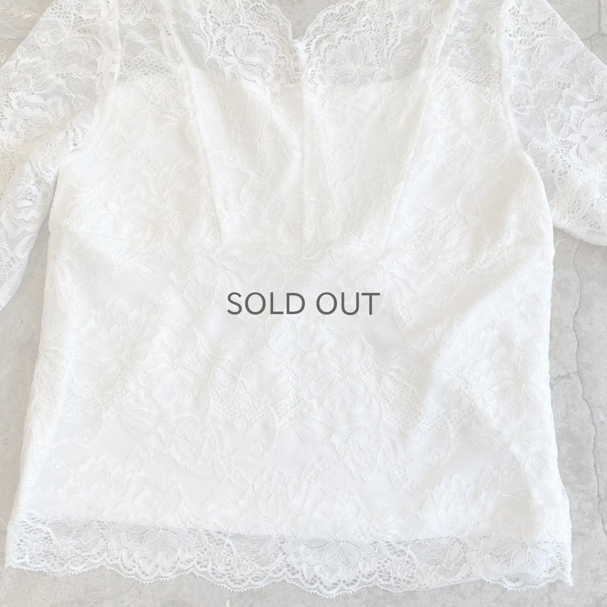 画像10: ALL OVER LACE PATTERN POINT FLARE DESIGN L/S TOPS / Ladies S~M (10)