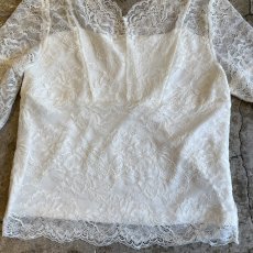 画像10: ALL OVER LACE PATTERN POINT FLARE DESIGN L/S TOPS / Ladies S~M (10)
