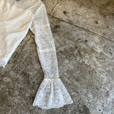画像7: ALL OVER LACE PATTERN POINT FLARE DESIGN L/S TOPS / Ladies S~M (7)
