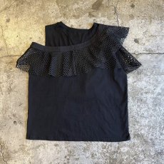 画像2: PUNCHING LACE ASYMMETRY DESIGN N/S TOPS / Ladies M (2)