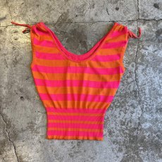 画像2: SHOULDER RIBBON DESIGN BORDER PATTERN N/S TOPS / Ladies S~M(L) / MADE IN ITALIE (2)