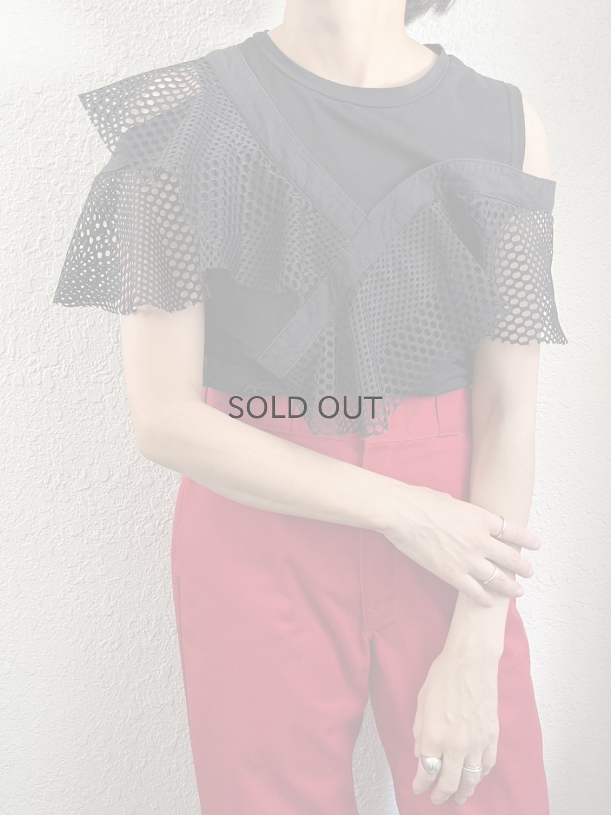 画像11: PUNCHING LACE ASYMMETRY DESIGN N/S TOPS / Ladies M (11)