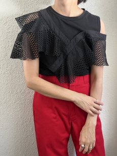 画像11: PUNCHING LACE ASYMMETRY DESIGN N/S TOPS / Ladies M (11)