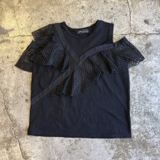 画像1: PUNCHING LACE ASYMMETRY DESIGN N/S TOPS / Ladies M (1)