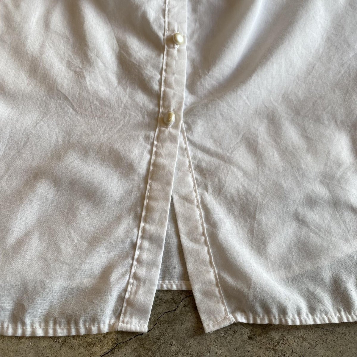 画像5: OLD POINT LACE EMBROIDERY S/S BLOUSE / Ladies L (5)