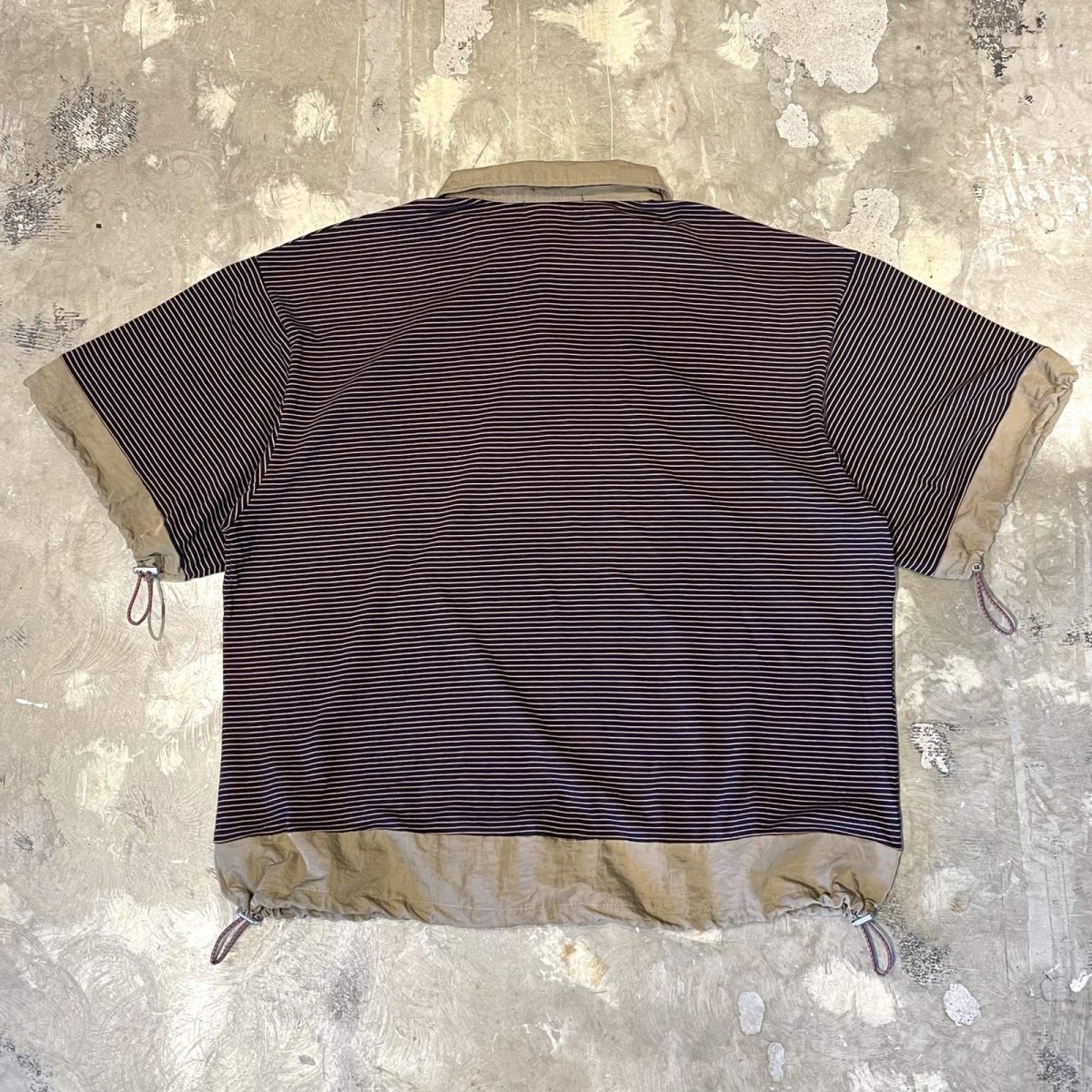 画像4: 【WONDERGROUND】BORDER PATTERN HALF BUTTON DRAW CODE S/S SHIRT / OS (4)